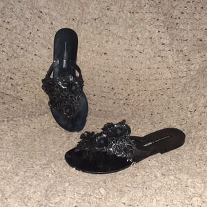 Melissa + Herchcovitch Alexandre Harmonic Black Floral Sandals Size 37/6.5-NM